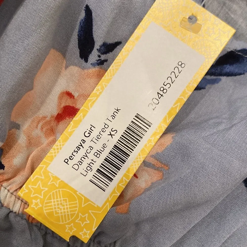 Persaya Girl Stitch Fix Danyca Tiered Tank Top in Light Blue Floral Size XS NWT